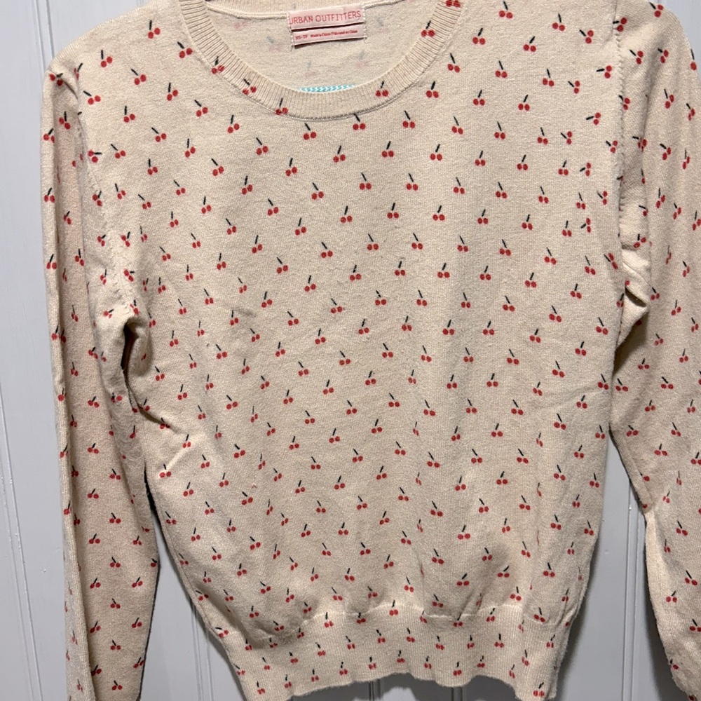 Super Cute Cherries Print Crewneck Sweater